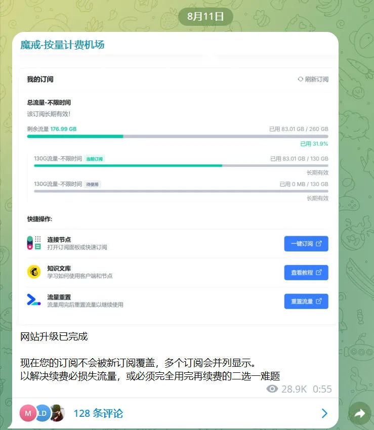 魔戒官方 TG 频道 8 月 11 日公告截图